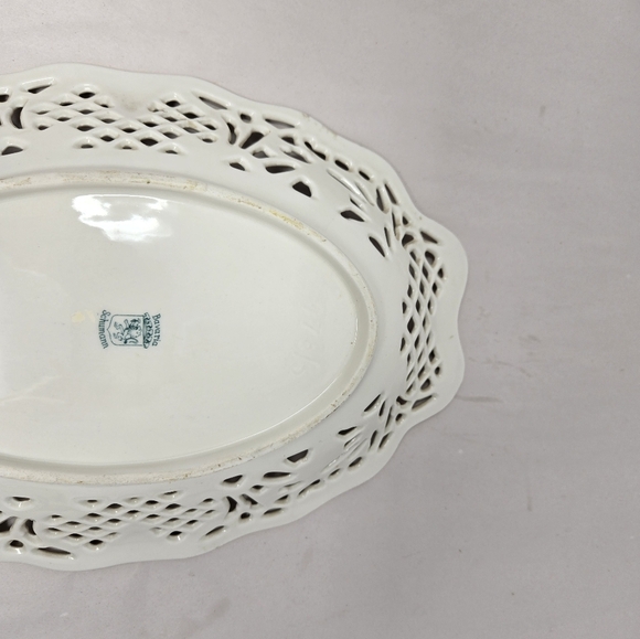 Schumann Bavaria Yellow Rose Serving Decor Dish Porcelain Perforated Edges - Picture 8 of 13